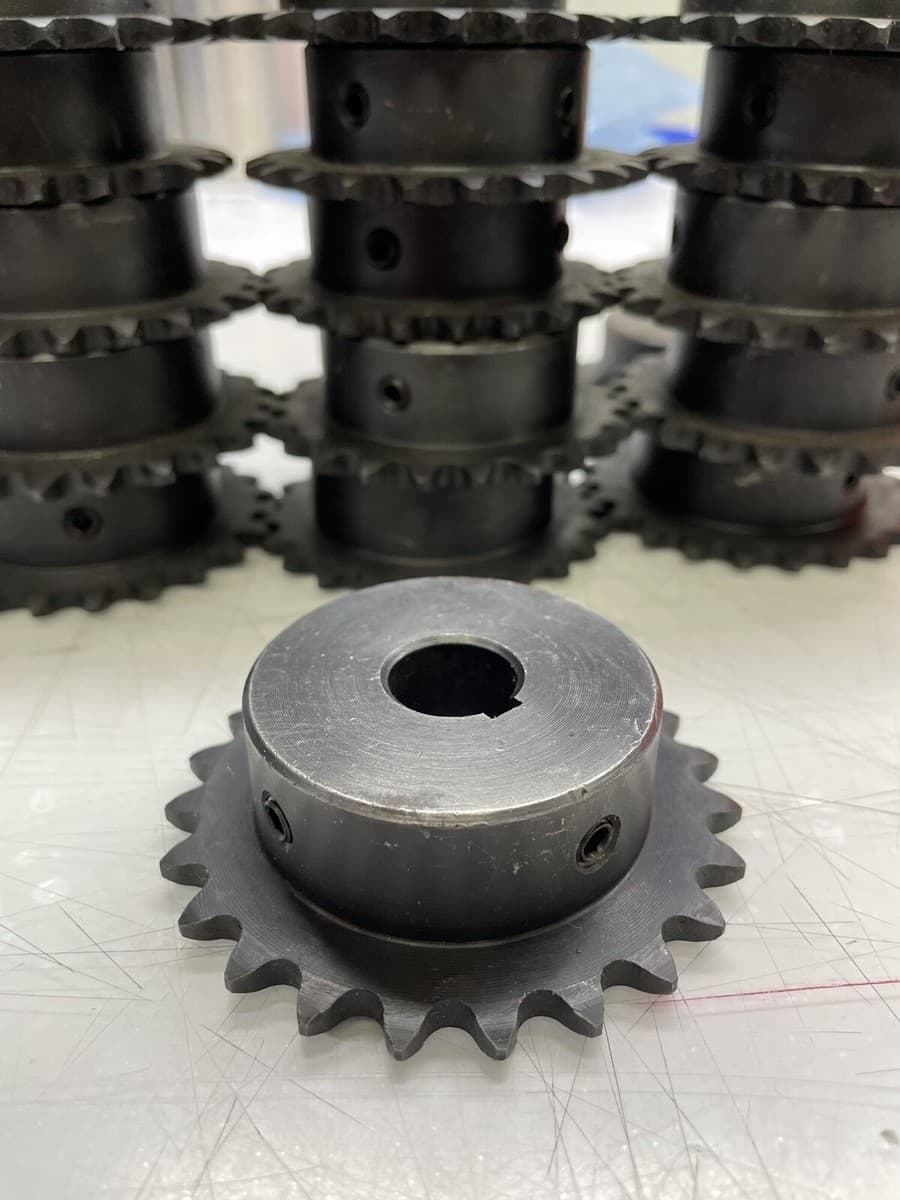 Packaged sprocket assemblies ready for shipment to client.